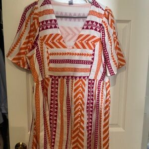 Old Navy Pink and Orange Patterned Dress